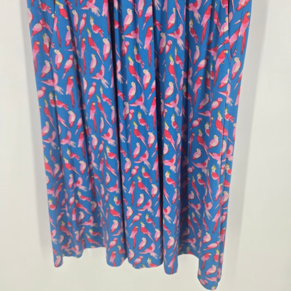 Boden blue parrot midi dress size 12R pink red pockets - Picture 6 of 13